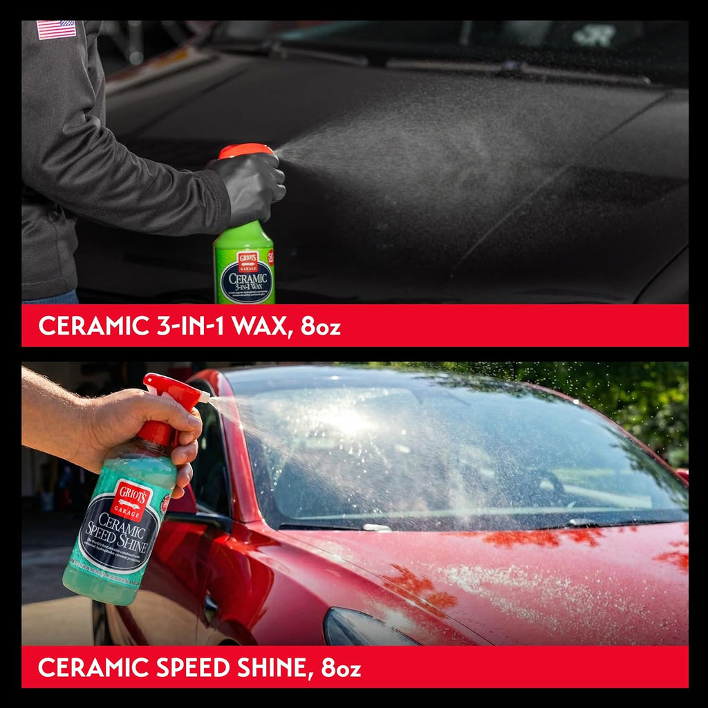 Ultimate Ceramic Detail Kit for Car Detailing, Includes 8oz Bottles of Ceramic 3-in-1 Wax, Speed Shine Detailer, Tire