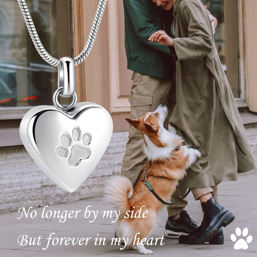 Pet Cremation Jewelry for Ashes Pendant Paw Print Pet Heart Urn Necklace Memorial Keepsake Jewelry for