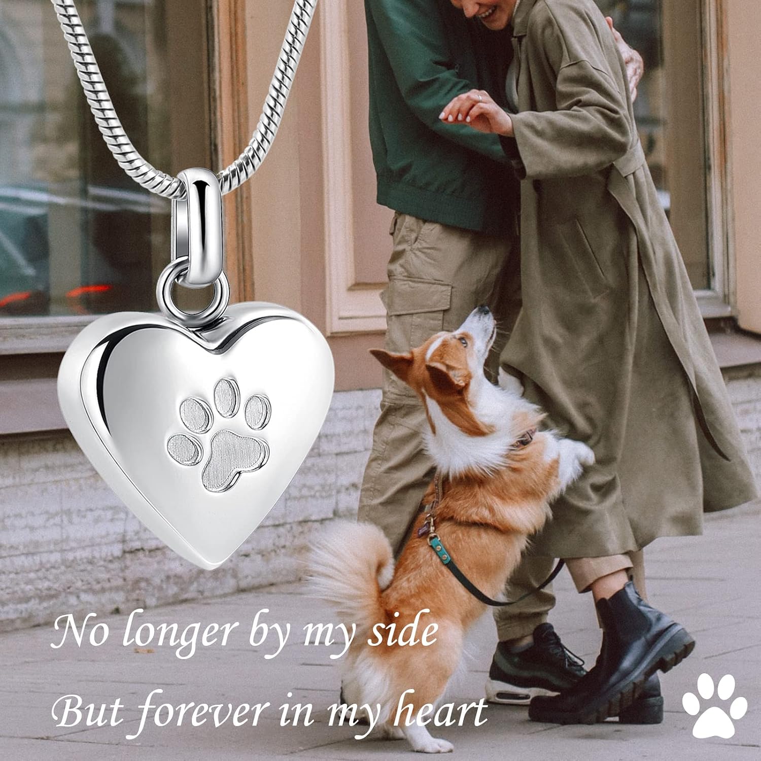 Pet Cremation Jewelry for Ashes Pendant Paw Print Pet Heart Urn Necklace Memorial Keepsake Jewelry for