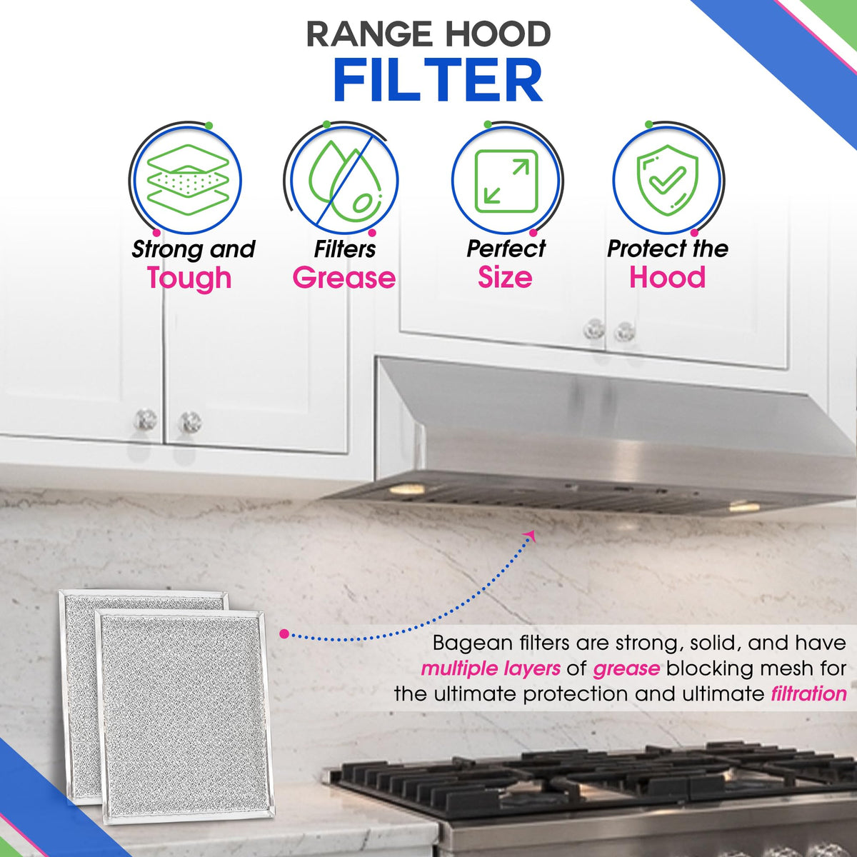 Stove Vent Filter 8x9.5" BP55 Fits Nutone & Broan Range Hood Filter
