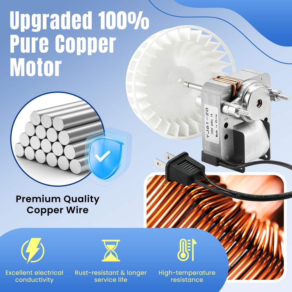 Bathroom Fan Motor Replacement for Nutone 769RL/769RL B Unit/763RL/763RLL/763RLN B Unit/85315000/S0504B000 Bathroom Exhaust Fan Motor, 2.0 Sone, 70 CFM, CCW - 9"x 9" Mounting Plate by Fetechmate