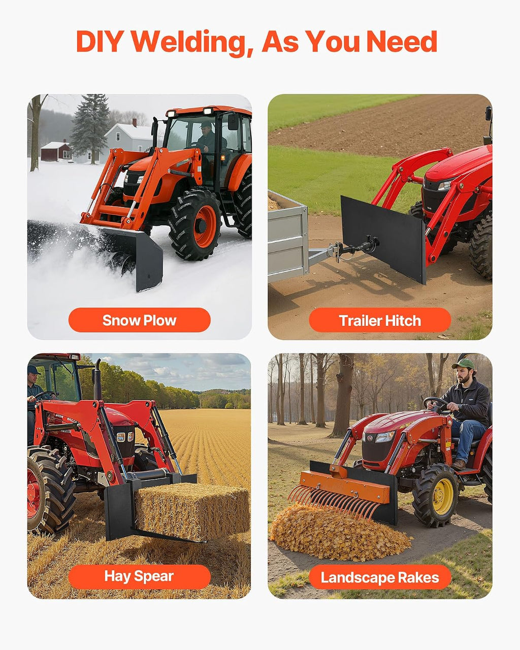 1/4 in Skid Steer Mount Plate, Universal Quick Attach Mount Plate, Easy to Bolt, 3000lbs Load Capacity, Heavy Duty