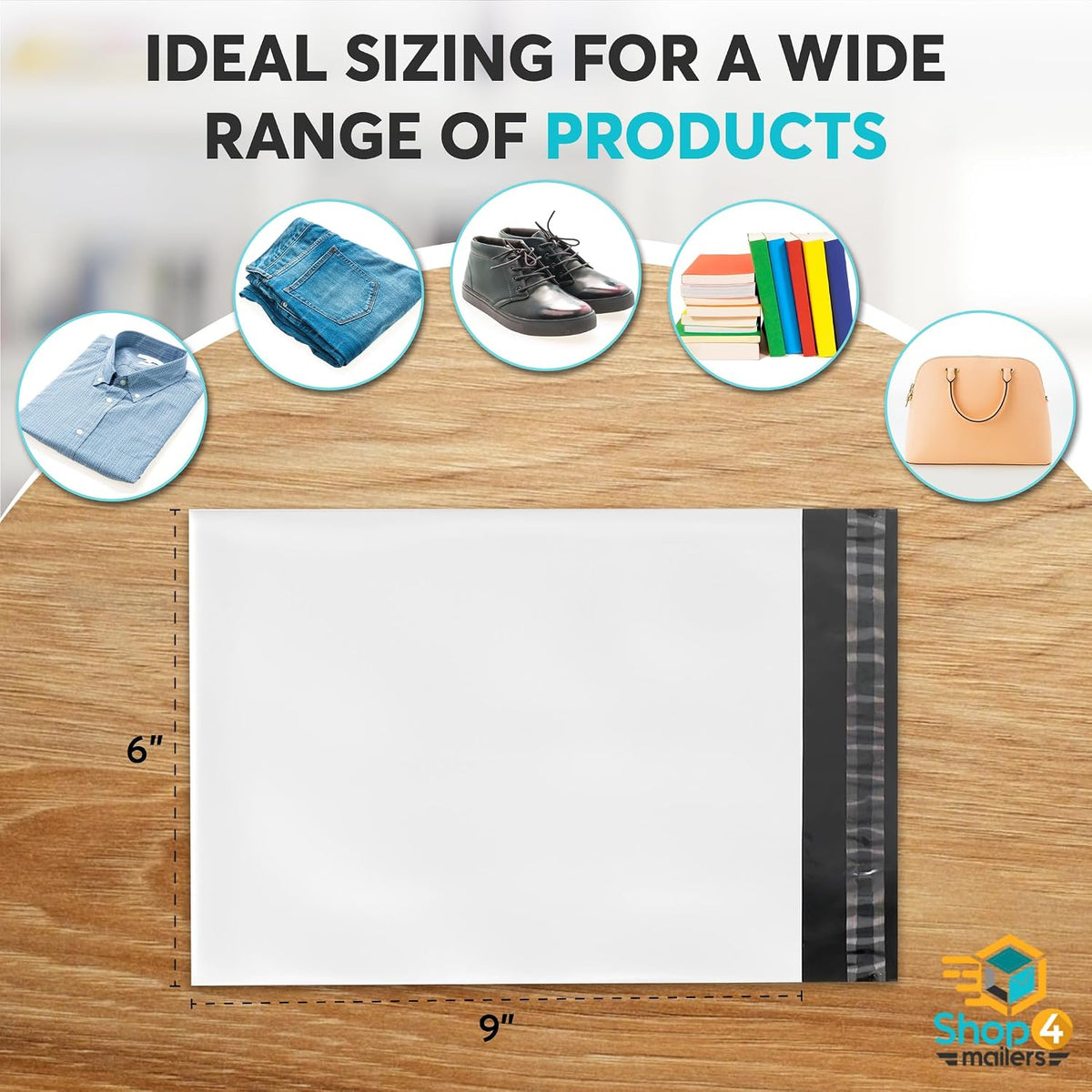 500 Count 6x9 Permanent Self Seal White Poly Mailers, 1.7 Mil