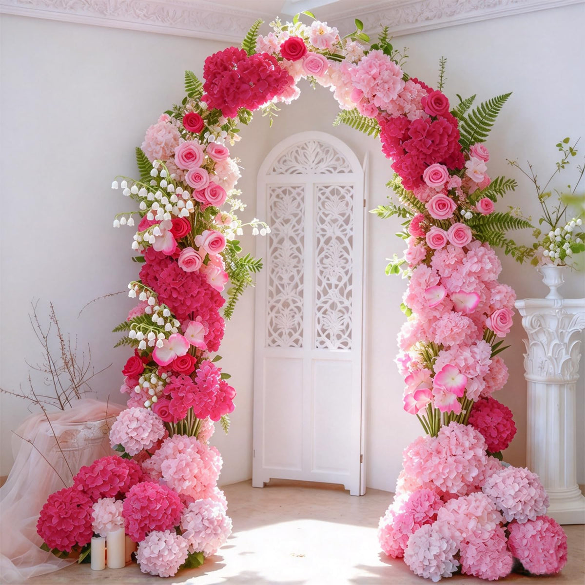 65Pcs MixedPink Hydrangea Artificial Flowers Bulk