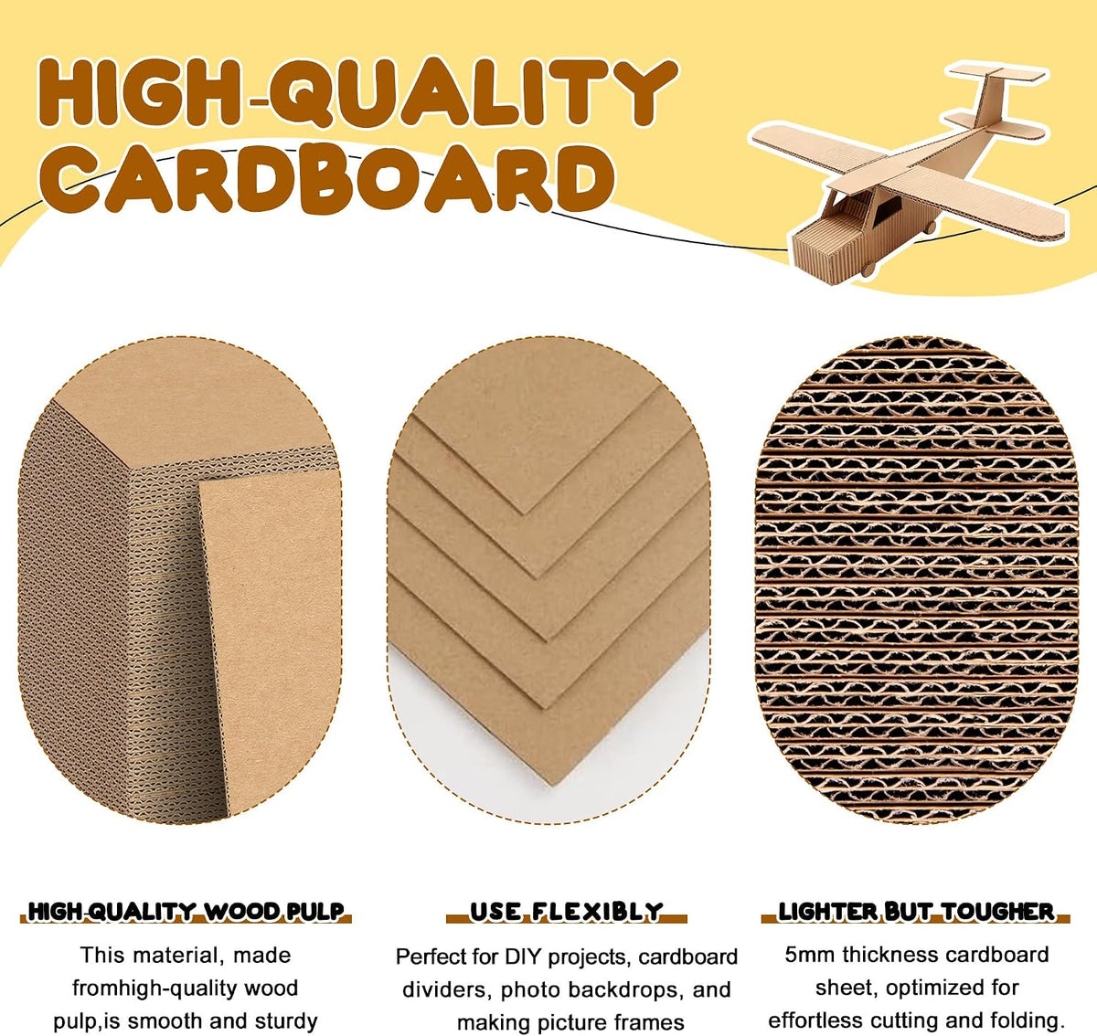100 Pack12x12 Inch Corrugated Cardboard Sheets, 2mm Thick Flat Cardboard