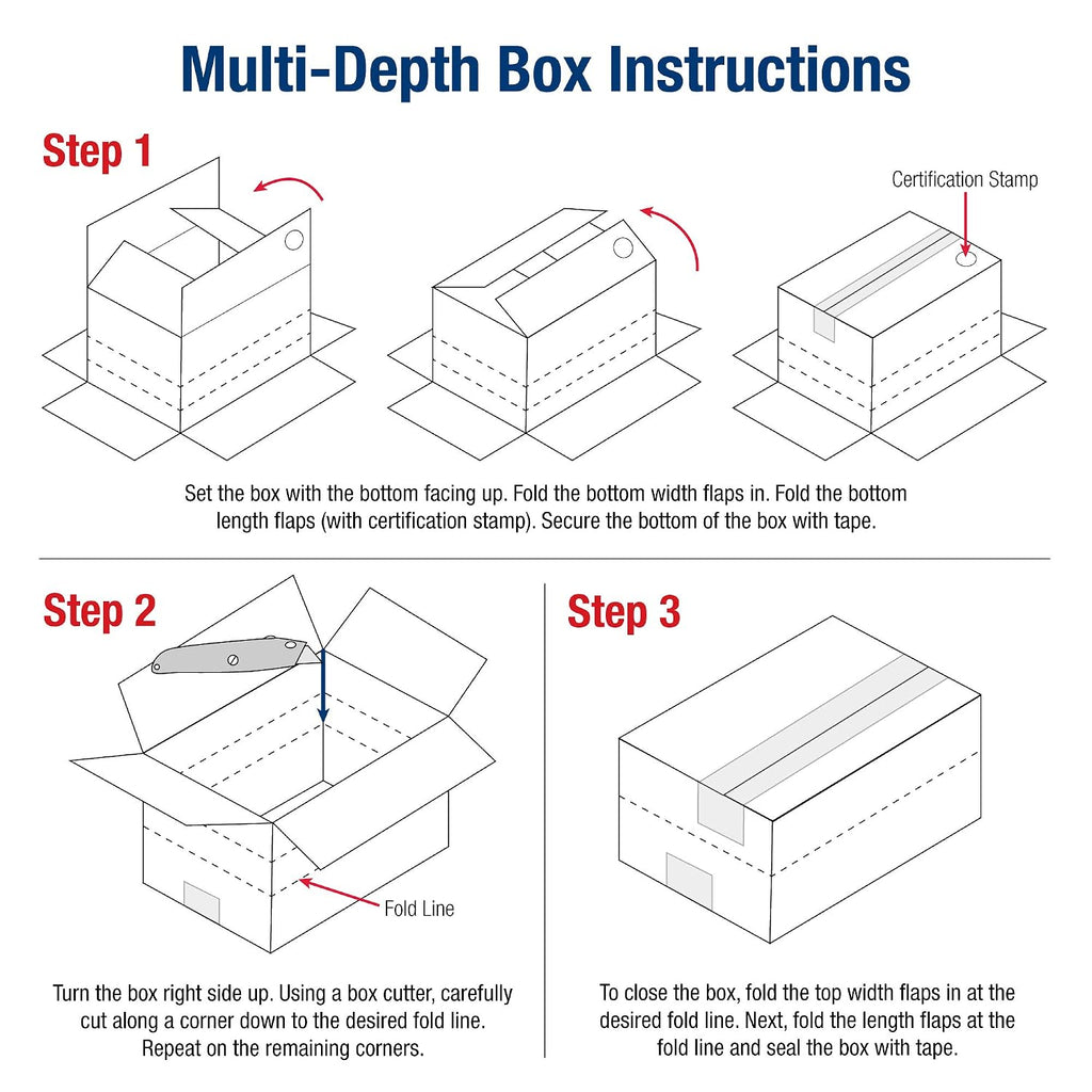 BMD261816 Multi-Depth Corrugated Boxes, 26"L x 18"W x 16"H, Kraft (Pack of 10)