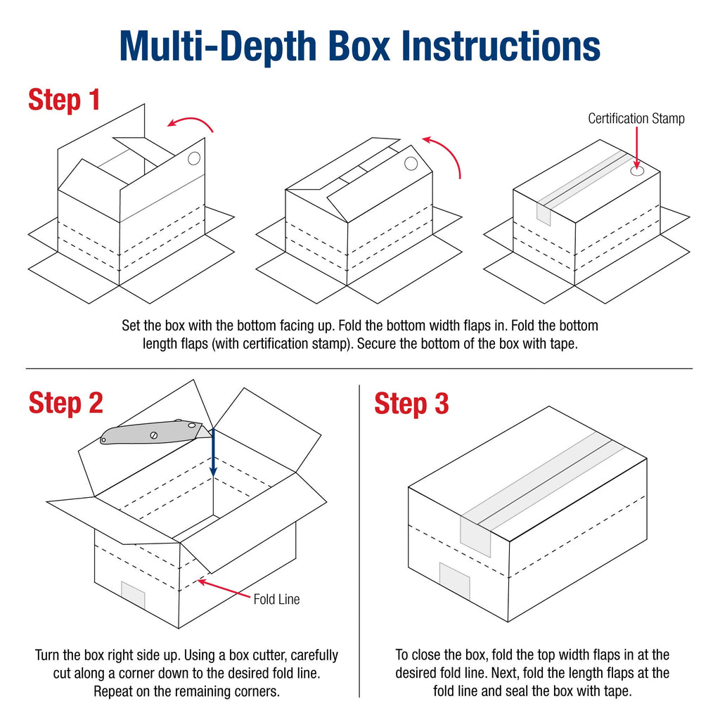 Shipping Boxes Multi-Depth 18"L x 12"W x 6"H, 25-Pack | Corrugated Cardboard Box for Packing, Moving and Storage