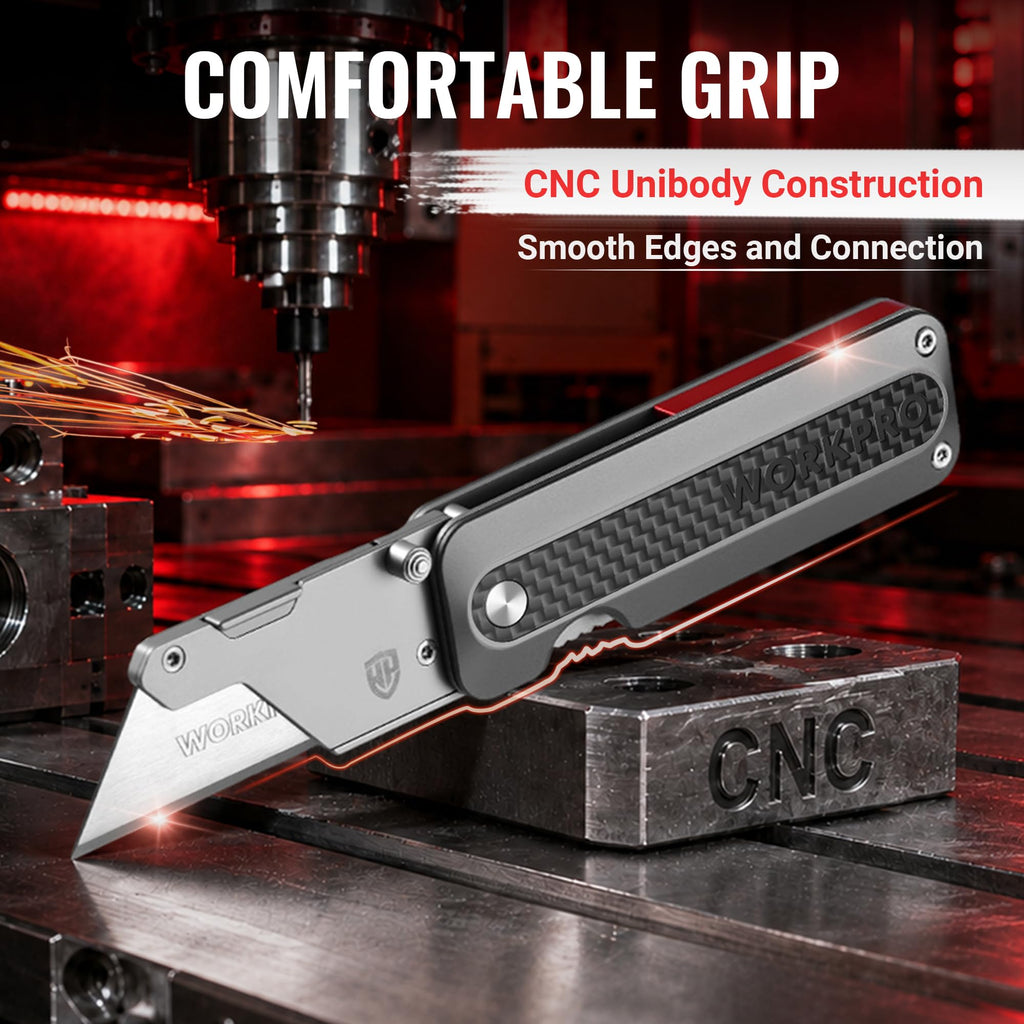 Utility Knife, CNC Unibody, Aluminium Handle Carbon Fiber Inlay