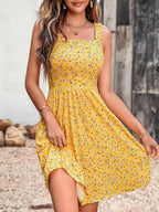 Women's Summer Casual Square Neck Dress with Pocket Cute Short Dress