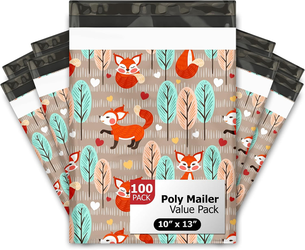 10x13 (100) Fox Designer Poly Mailers Shipping Envelopes Premium Printed Bag