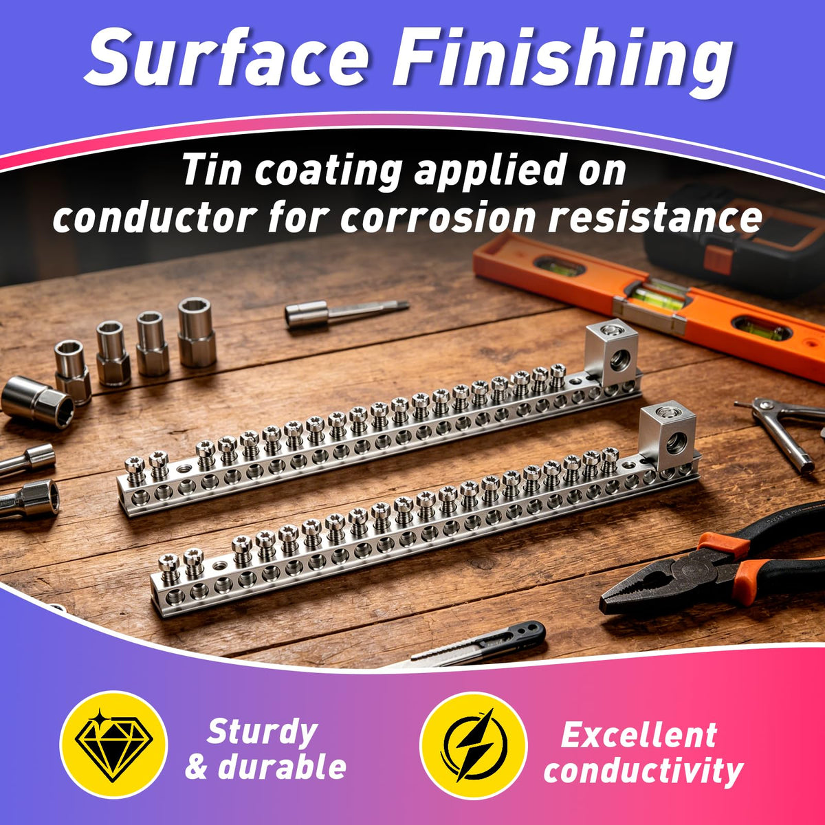 4Set Aluminum Ground Bar Kit with 21 Terminal Positions