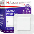 Island Dressing - 4"x4", 30 Count - Bordered Gauze Sterile Individually Wrapped Gauze Pads, Water-Resistant