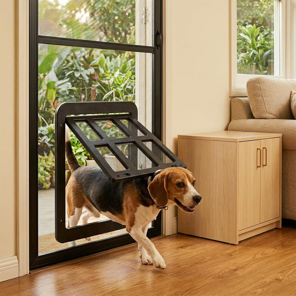 Dog Screen Door 11x13, Magnetic Lockable Flap for Large Dog, Black