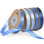 Blue Satin Ribbon Set 3/8" x 50 Yards, 5 Rolls