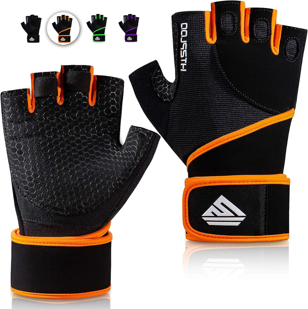 Workout Gloves Gym Gloves Weight Lifting Gloves for Men Women with Full Palm Pad,Strong Wrist Wraps Support,Enhanced