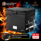File Box with Lock,Multi-Layer Fireproof Document Box Collapsible File Storage Organizer with Pockets/Handle,Large