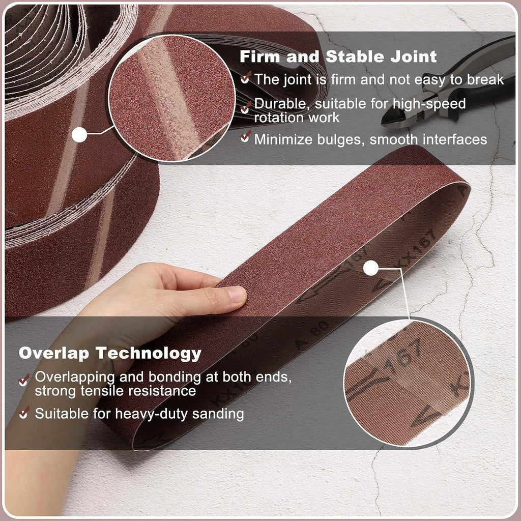 HARFINGTON 2 x 48 Inch Sanding Belts, 5 Pcs 60 Grits Aluminum Oxide