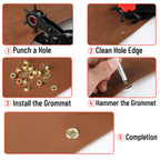 Leather Hole Punch Tool Set, Red Handle, Multi Punch Sizes, Belt Hole Puncher for Leather, Belts, Straps, Pet