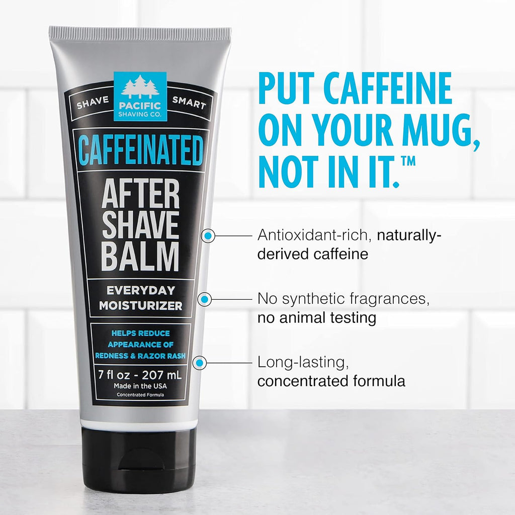 Caffeinated Shaving Cream & Aftershave Set - Shave Kit for Men - Antioxidant + Caffeine Enriched Shave Cream +