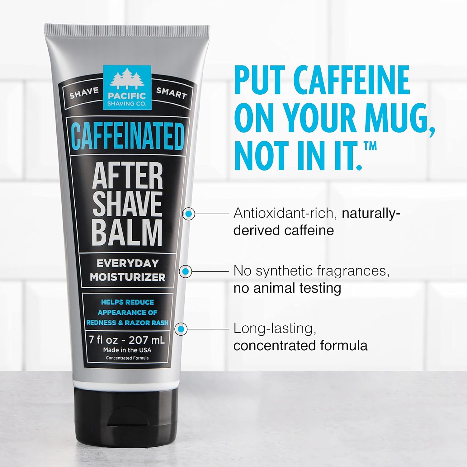 Caffeinated Shaving Cream & Aftershave Set - Shave Kit for Men - Antioxidant + Caffeine Enriched Shave Cream +