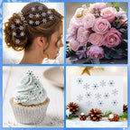 90 Pcs Snowflake Rhinestone Buttons Silver Craft Embellishments