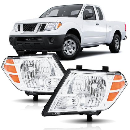 Chrome Headlight Assembly Compatible with 2009-2021 Nissan Frontier