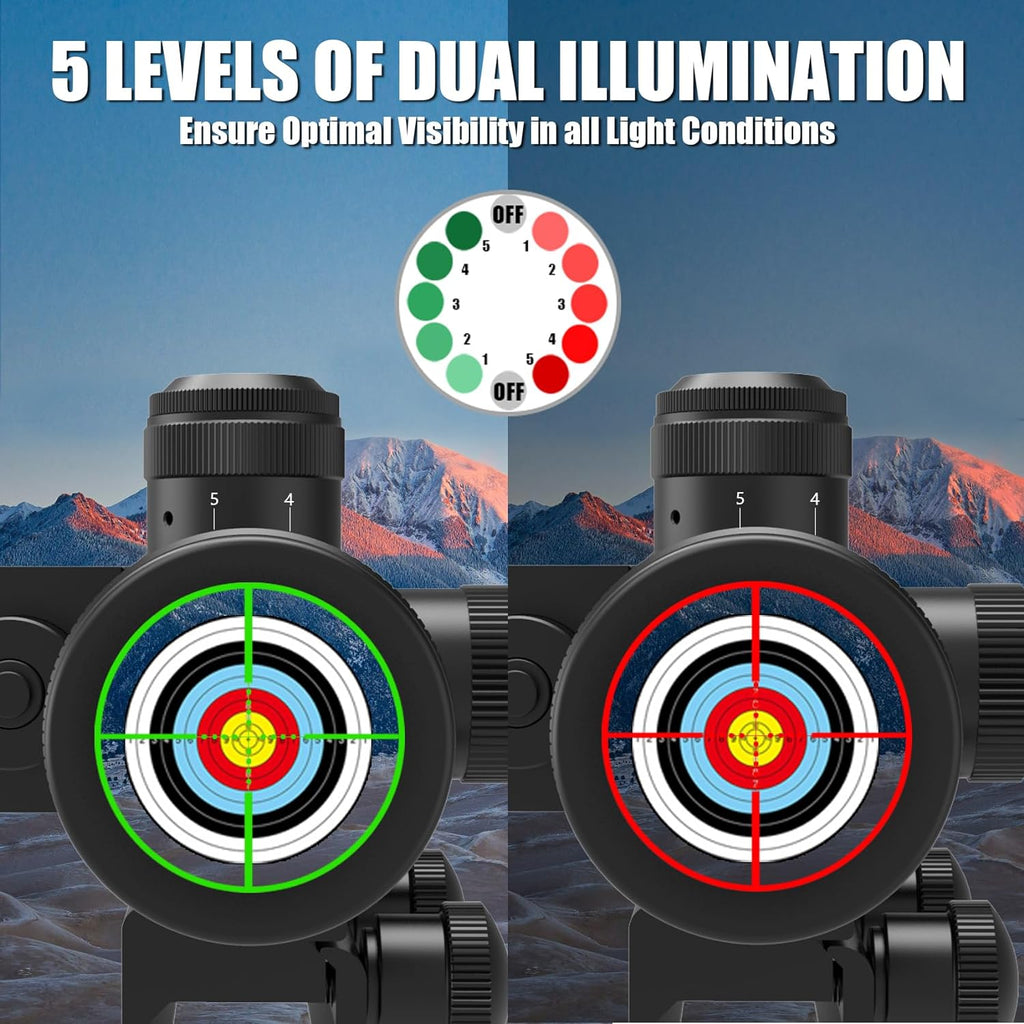 2.5-10x40 Rifle Scope with Red/Green Illuminated Mil-dot with Red/Green Laser Combo-Green Lens Color,Tactical Scope