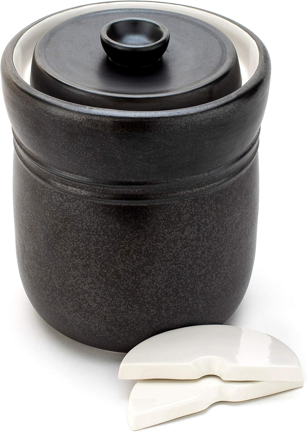 Fermentation Crock with Weights - Ceramic Sauerkraut Pickling Crock - Stoneware Kombucha Brewing (7L)