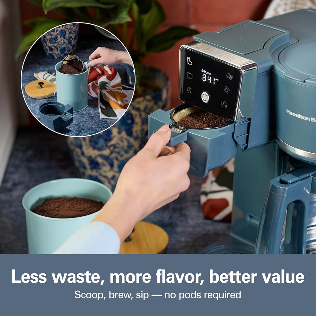 2-Way Drip Coffee Maker & Single Serve Coffee Machine | Hot & Iced Coffee Maker| 12 Cup Glass Carafe| AquaFlow