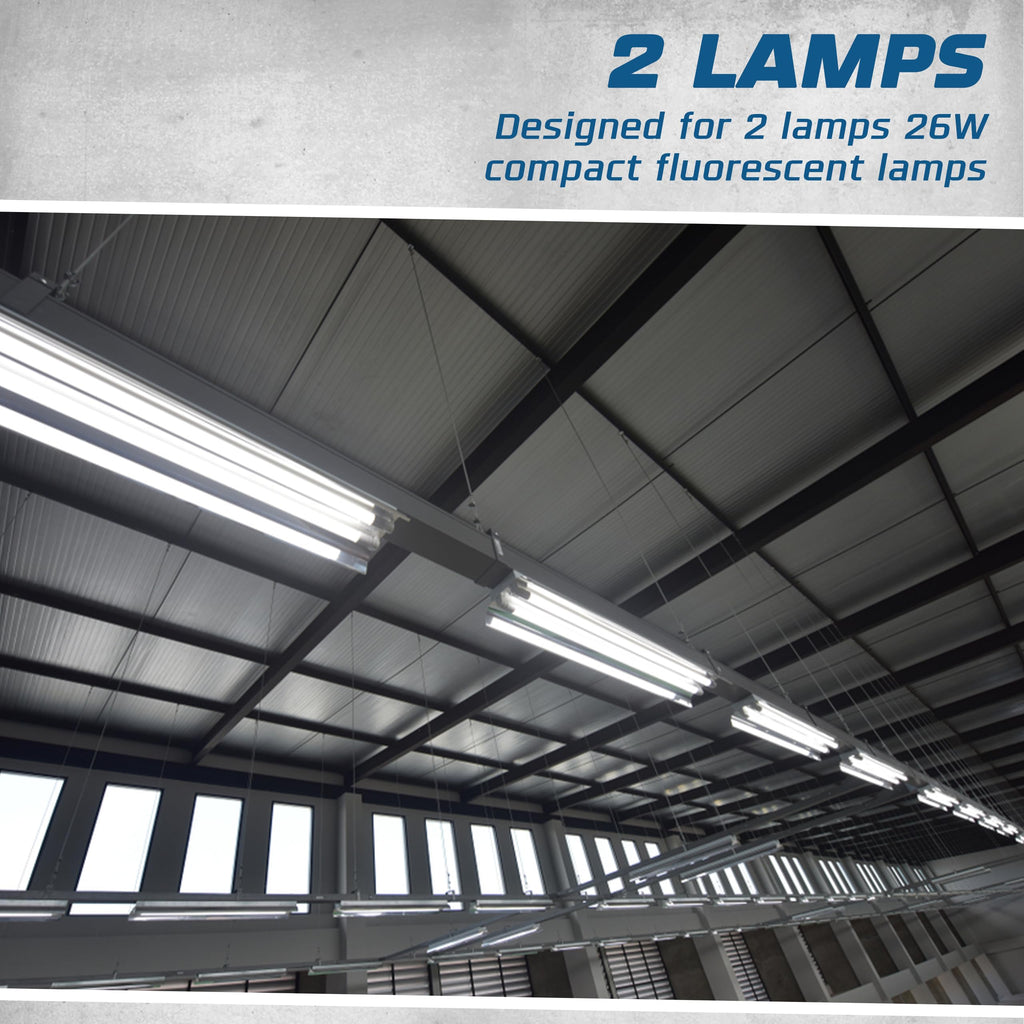 2 Lamp CFL Electronic Ballast, 26W, 120-277V, 2 Pack