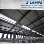 2 Lamp CFL Electronic Ballast, 26W, 120-277V, 2 Pack
