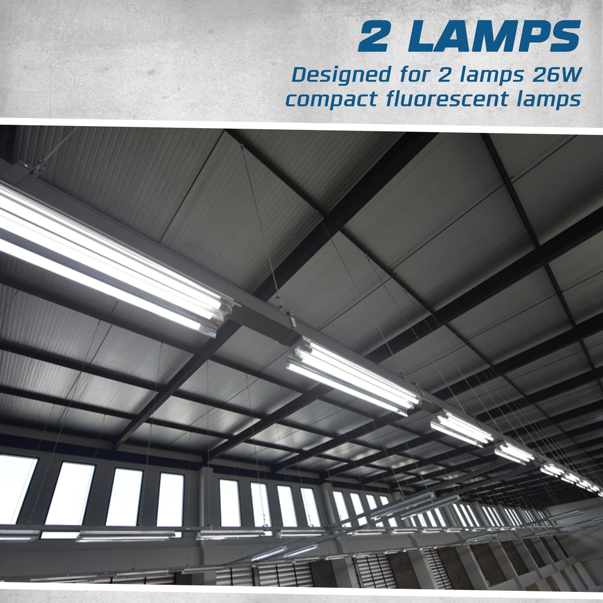 2 Lamp CFL Electronic Ballast, 26W, 120-277V, 2 Pack
