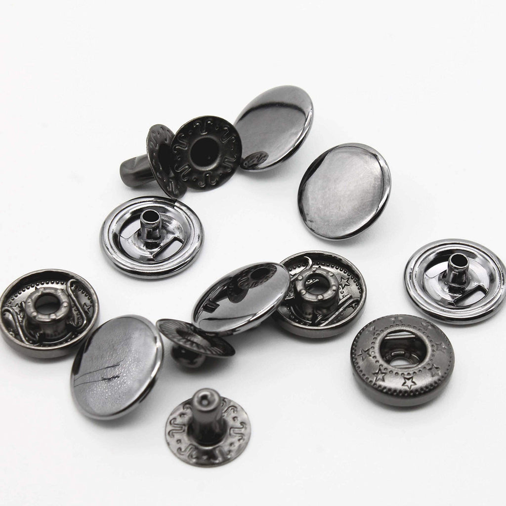 15mm Metal Snap Button Fasteners Kit with Tools (Black)