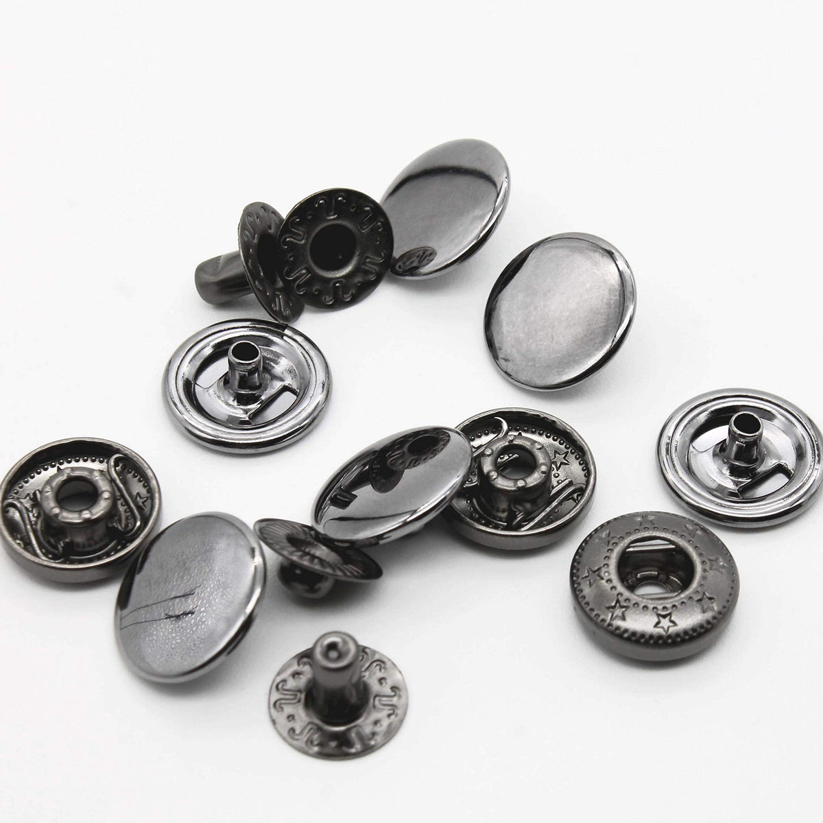 15mm Metal Snap Button Fasteners Kit with Tools (Black)
