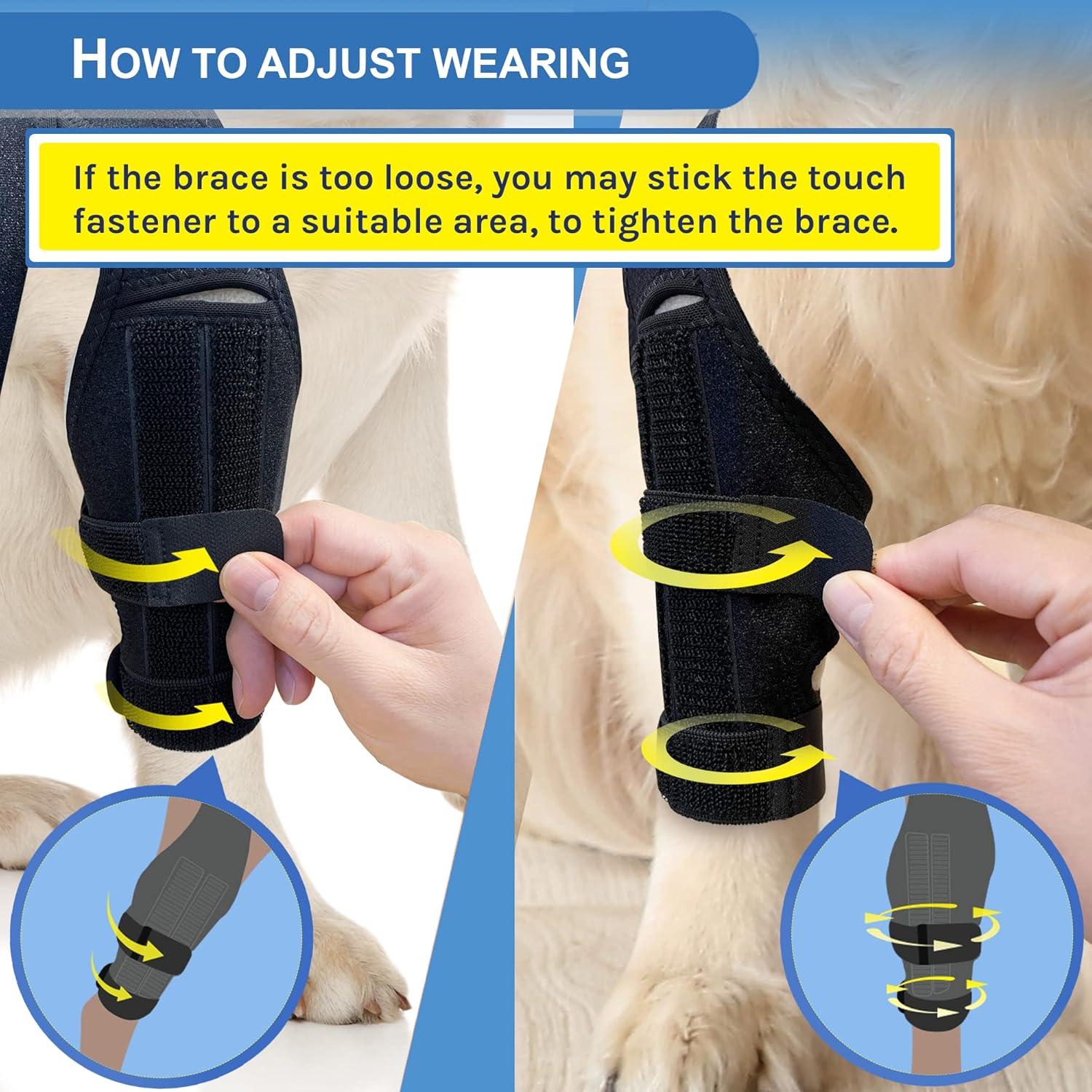 Dog Knee Brace for Torn ACL & Hind Leg Support – Adjustable Dog Hip & Leg Brace for Cruciate Ligament, Arthritis