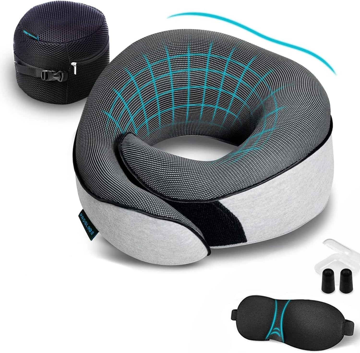 Travel Neck Pillows for Airplanes, Sleeping Essentials for Long haul Flights, 360° Head Support, Car and Airplane Kit