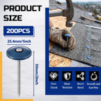 200 Pack 2 Inch Plastic Cap Nails, Round Roofing Nails, Blue