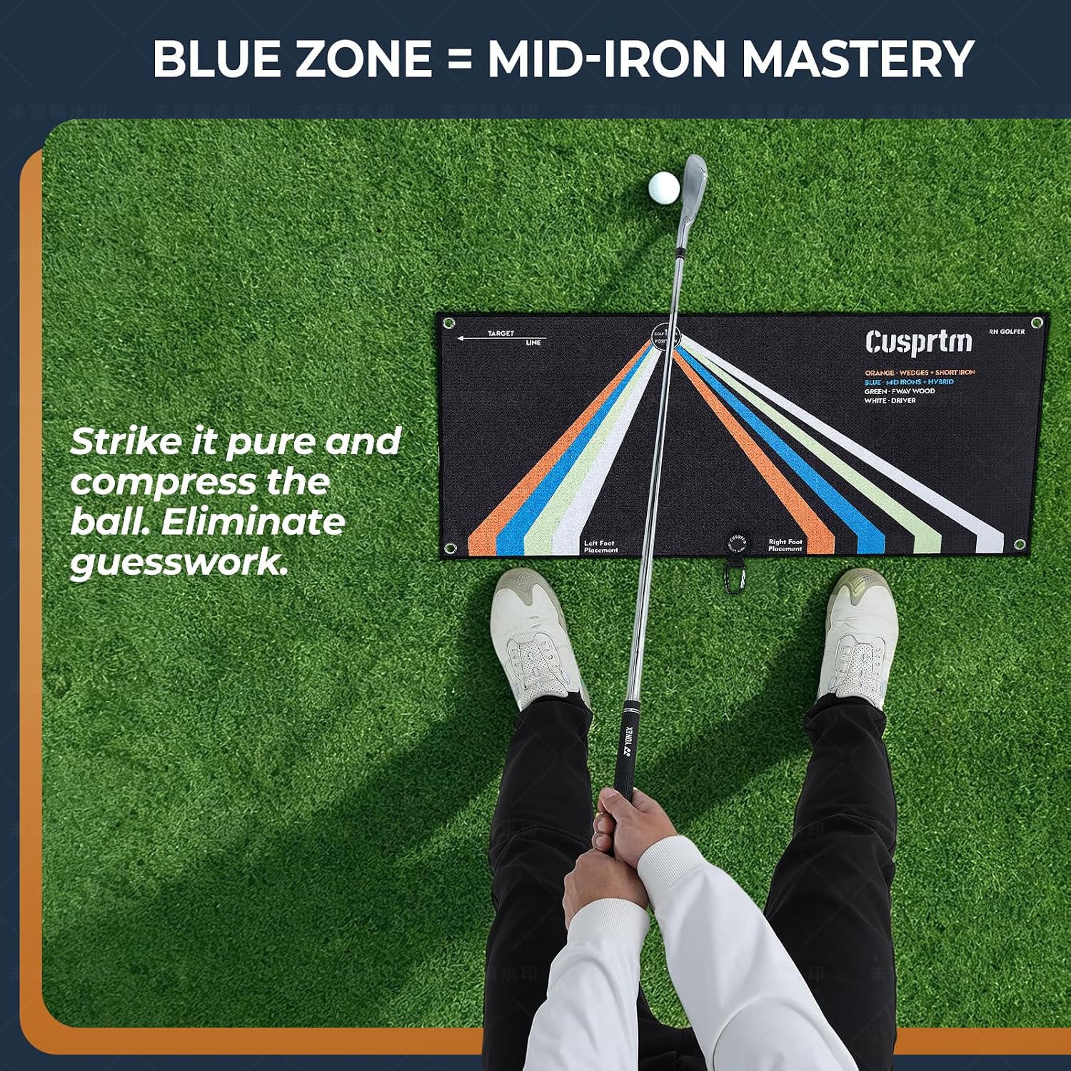 Magnetic Golf Stance Towel & Alignment Training Aid (Right Handed) – Dual-Sided Proper Ball Position & Foot Placement