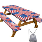 Picnic Table Cover with Bench Covers Camping Essentials Waterproof Windproof Camping Tablecloth with Drawstring Bag