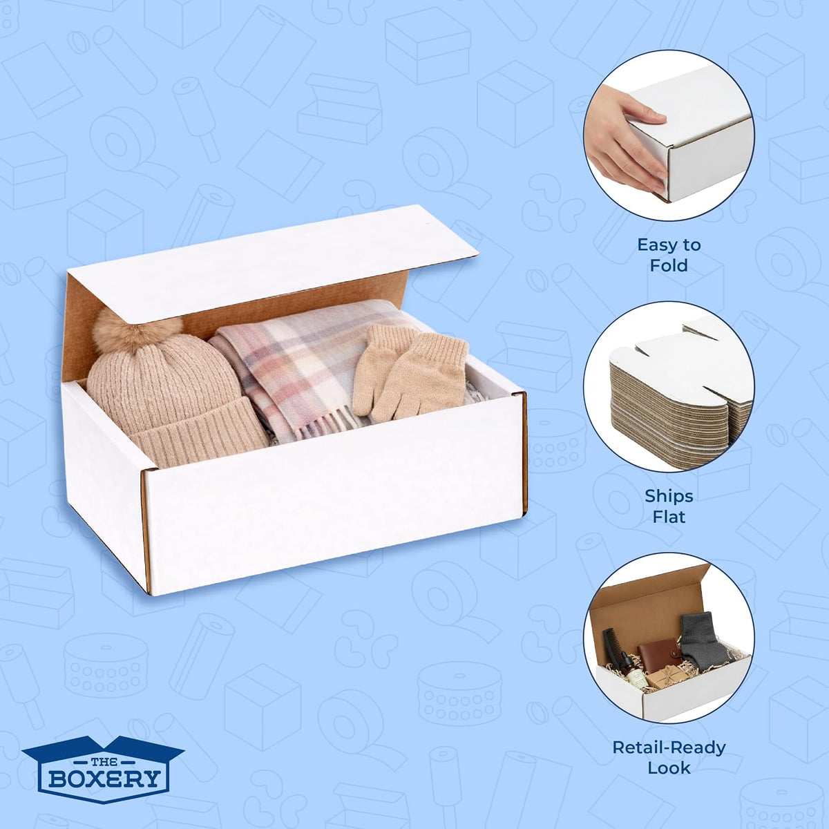 Corrugated Mailers White Tuck Shipping Boxes (8x6x3)