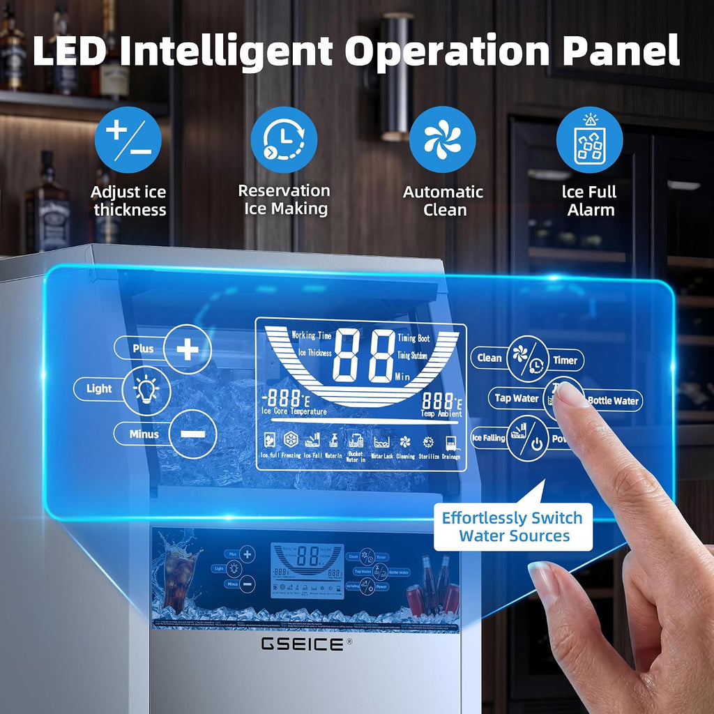 Commercial Ice Maker Machine (80lbs/24H with 12lbs Ice Storage)