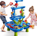 Water Table for Toddlers 1-3 3-5, 4-Tier Water Table for Kids with Sand Beach Toys, Water and Sand Sensory Table