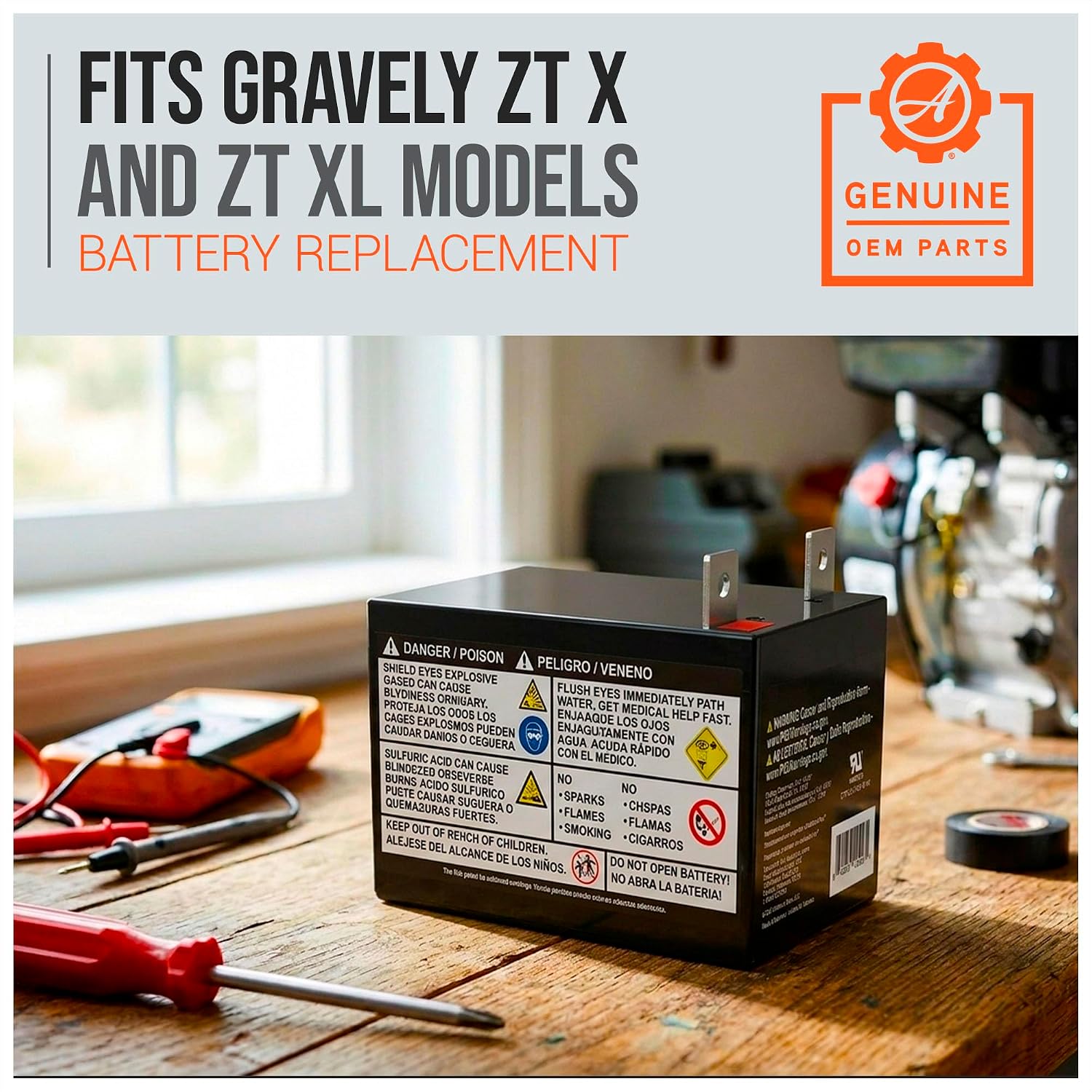 12 Volt Replacement Battery, Heavy-Duty Electrical Starting Battery Parts for Edge, IKON, Gravely ZT X, and ZT XL