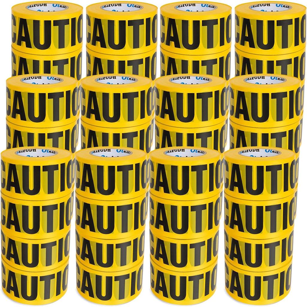 Yellow Caution Tape 16 Pack, 3inch x 1000 ft, Halloween Decoration Party Tape Bulk, Waterproof Construction Warning