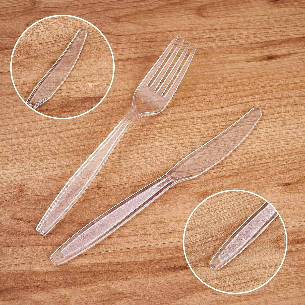 Cutlery Set Plastic Utensils Clear Forks Spoons Knives Disposable Silverware Heavyweight [300 Combo Box]