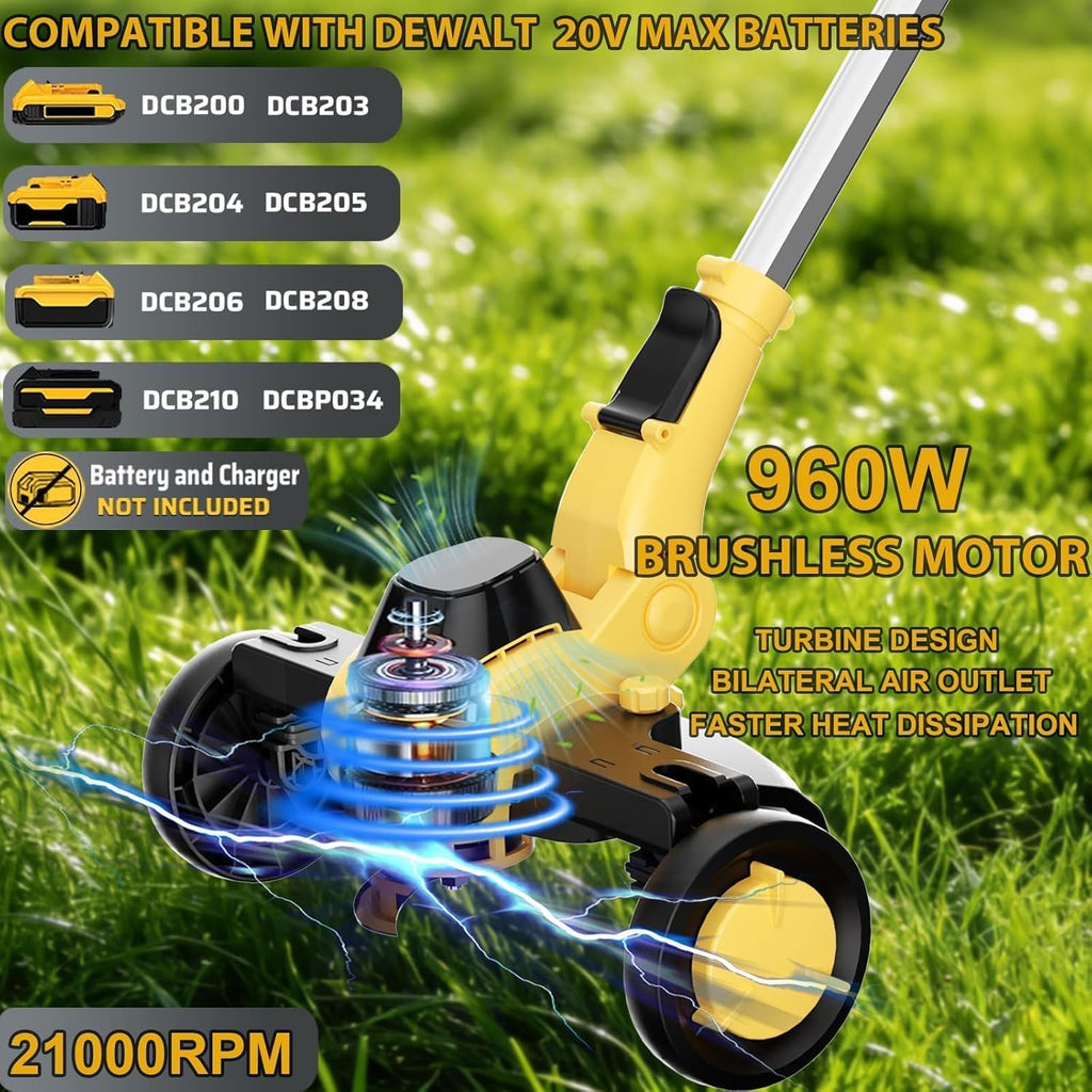 12" Weed Wacker Cordless for Dewalt 20V Max Battery, Electric Weed Eater | Battery Powered Brush Cutter 4 in 1