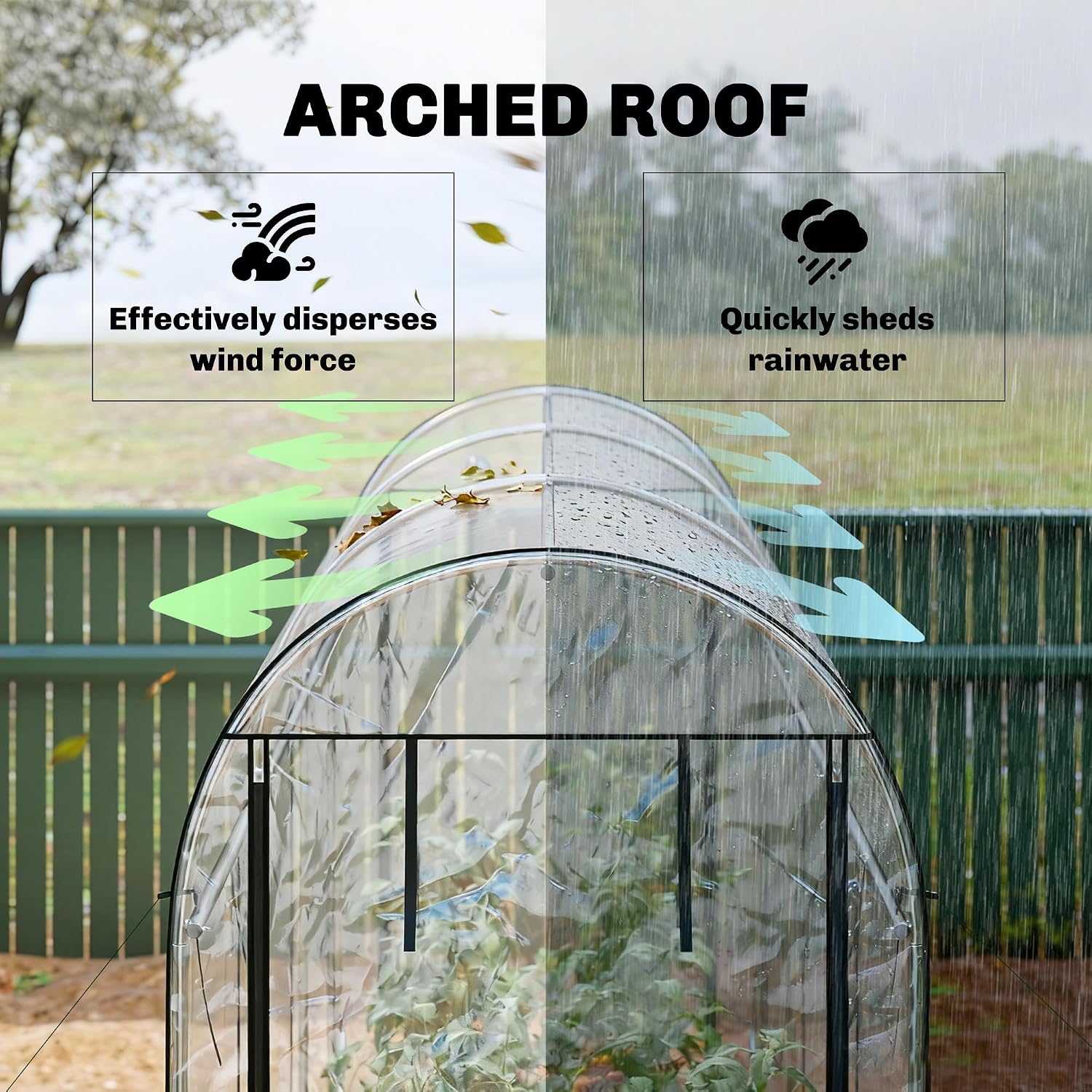 Walk-in Tunnel Greenhouse 10' x 3' x 6.5' 8 Roll-Up Doors Clear | Galvanized Steel Frame, Hoop House, Plant Hot House