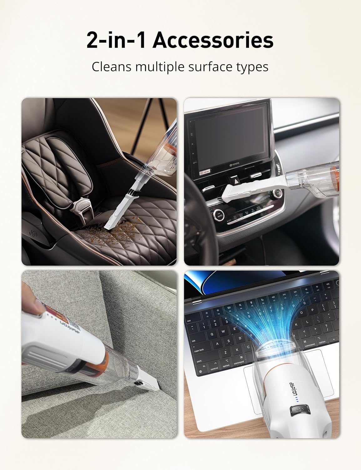 Cordless Handheld Vacuum, 24KPA Powerful Car Vacuum, 2-Speed, 2 Charging Methods, Wireless Charger, Ergonomic Handle
