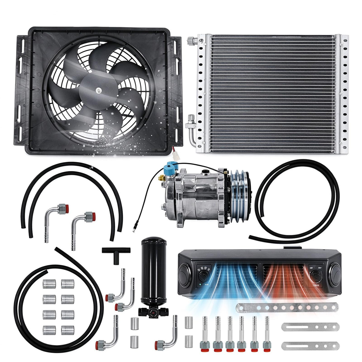 Universal 12V A/C Kit System 18000BTU Under Dash Air Conditioner