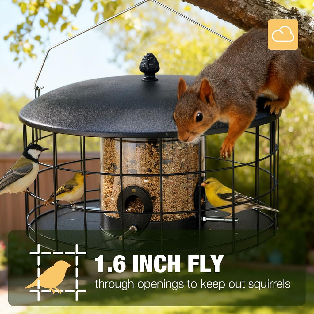 Squirrel Proof Bird Feeders for Outdoors Hanging, Extra Wide 11.8"